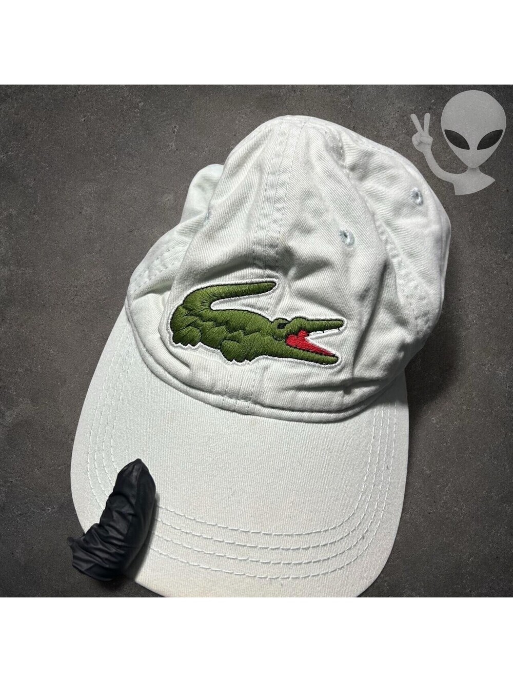 Lacoste Big Croc Logo Adjustable Strapback Baseball Cap Hat White One Size OS